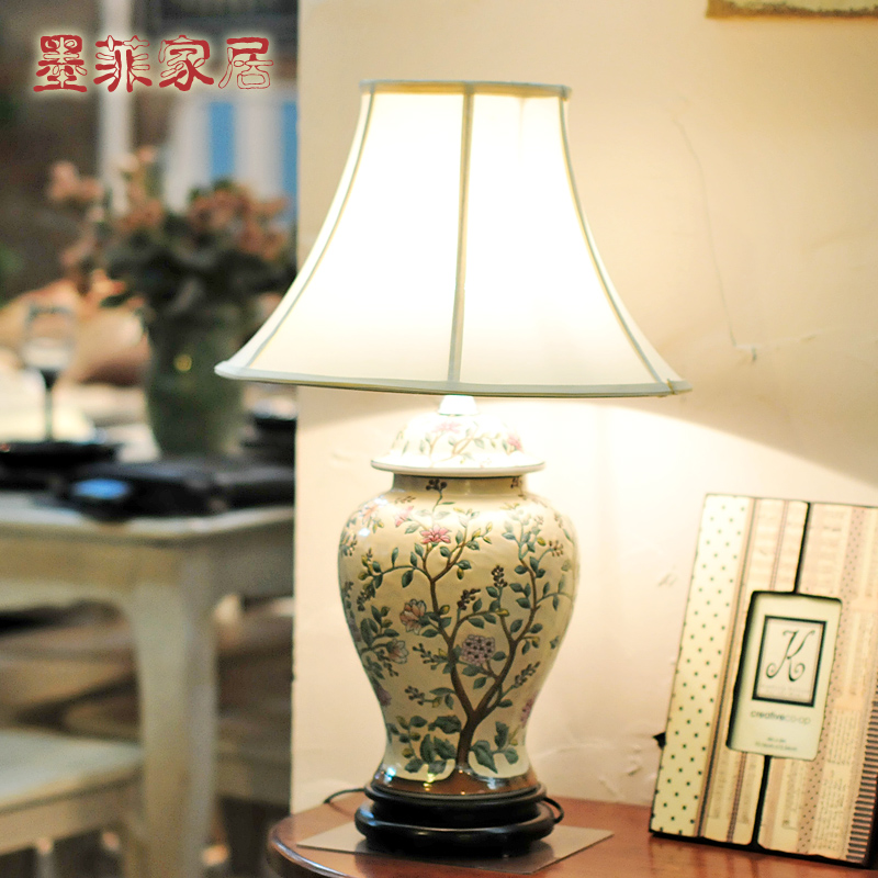 Chinese style derlook murphy quality flowers modern fashion ofhead classical ceramic hand painting lamps(China (Mainland))