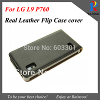 New arrival simple Real leather case for LG L9, Genuine Leather flip cover for LG Optimus L9 P760,free ship
