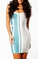 DHL/EMS/Dpex Free shipping  2013 New arrival Women Colorblock Strapless Mini Knitted Bandage Dress