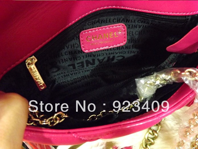 2013 Real Pics plaid bubble women's Sheepskin handbag chain le boy cross-body women's genuine leather handbag classic evening(China (Mainland))