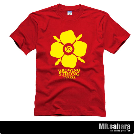 High Qulity A Song of Ice and Fire A Game of Thrones Originality design House Tyrell men's red Short sleeves T shirt tee(China (Mainland))