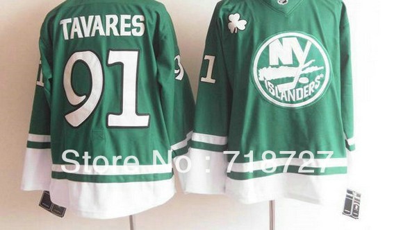 Free shipping whoesale Mixed Order NEW York Islanders 91 Tavares Green custom ice hockey(China (Mainland))