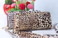 Hot wholesale New Arrival  Womens Leopard Clutch Purse wallet Fashion  Lady Hand Bag  Copper Zipper Free shipping