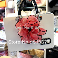 2013 Women’s Neon Handbags Designers Brand Red Flowers Tote Bags Handbag White Jelly Candy Bags