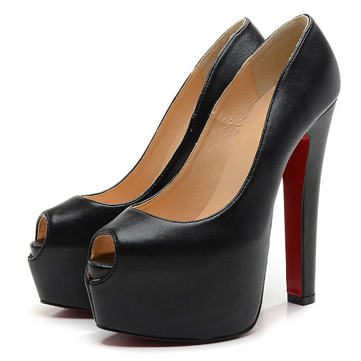 Women Spring Shoes 2013 Sexy Black Heels Leather All Black Party Pictures Peep Toe Slingback Wedge(China (Mainland))