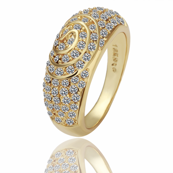18KGP R080Y Freeshipping,shining yellow gold jewelry,women's 18k gold elegant ring,Nickel free,Austrian SWA Element,2 colors(China (Mainland))