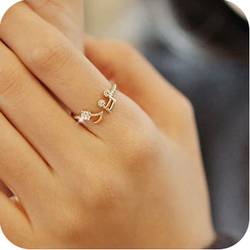 Gold Plated crystal musical note ring opening solid color thread adjustable finger ring(China (Mainland))