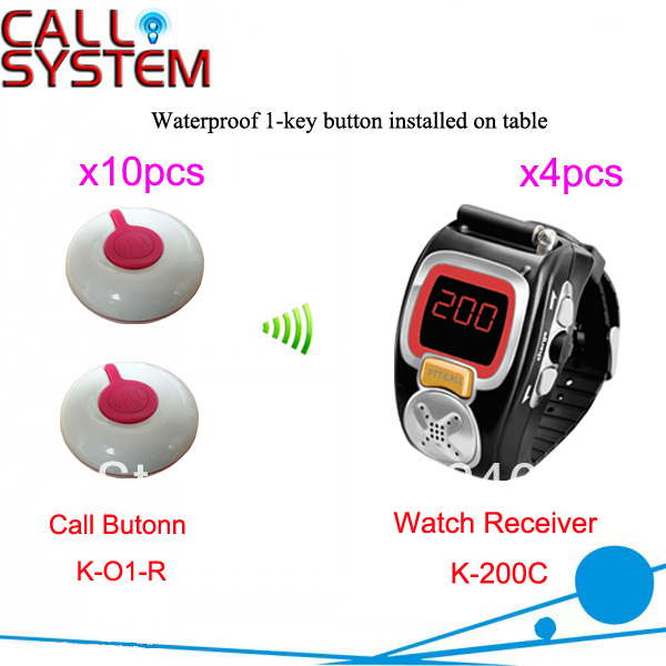 Best Selling DHL Free Shipping 10pcs call button K O1 R and 4pcs wrist watch receiver