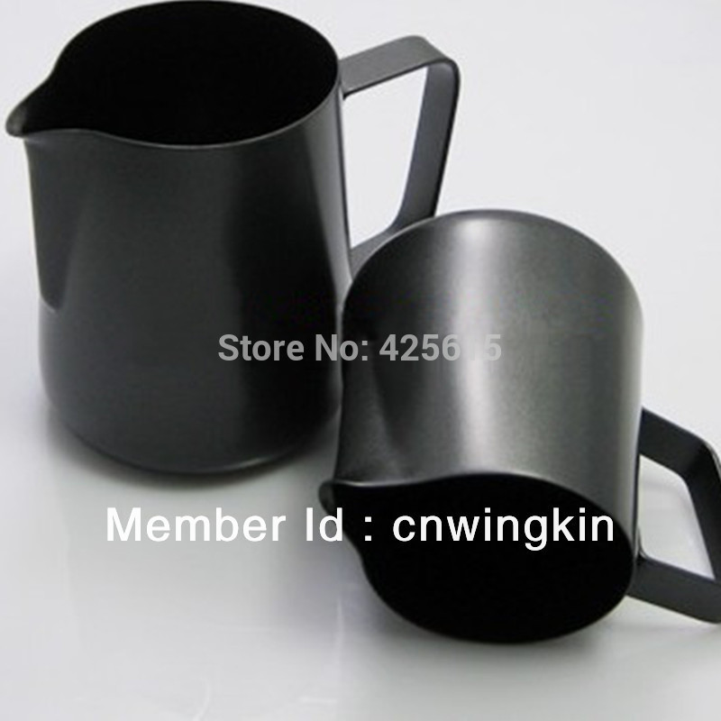 Hairline black 350ml teflon milk pitcher for frothing milk(China (Mainland))