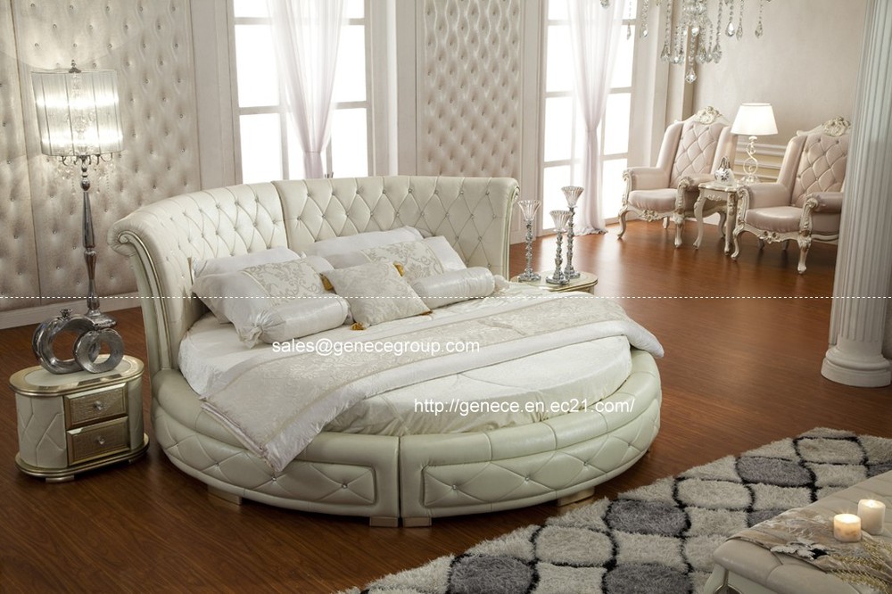 ... top grain leather round bed king size bed frame with diamond crystals