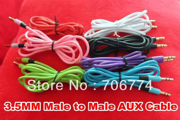 Wholesale 3.5mm Male to Male Stereo Audio Jack AUX Cable for iPhone iPod ,MP3 ,PC, Speaker, Cell Phone Accessory free shipping(China (Mainland))