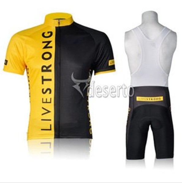 Free Shipping! Lives&trongs Cycling Jersey and Bib short /cycling Wear/ Short Sleeve bike clothing bib pant(China (Mainland))