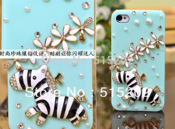 New cute cell phone case Phone Cases flash drilling zebra Floral mobile phone accessories cheap cell
