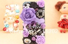 Fashion Crystal Cell Phone Case flower bow pearl mobile phone spare parts / Silcon Phone cases Wholesale FREE Shipping