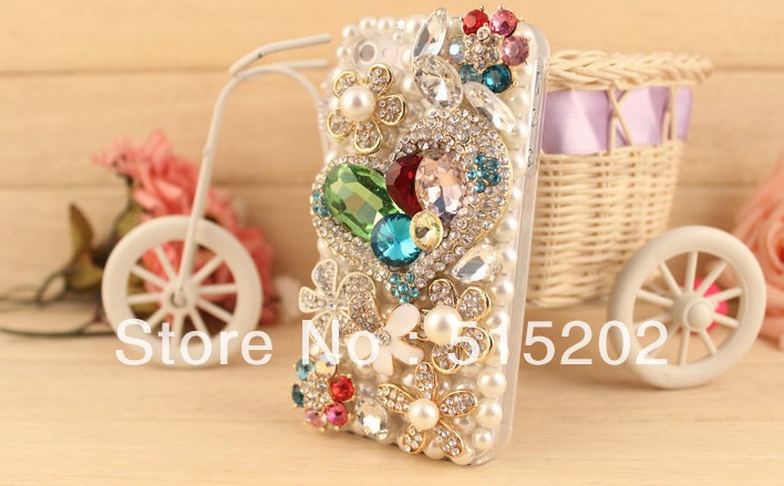 Fashion crystal phone cases wholesale custom phone cases over drilling selling flowers pearl 3D mobile phone