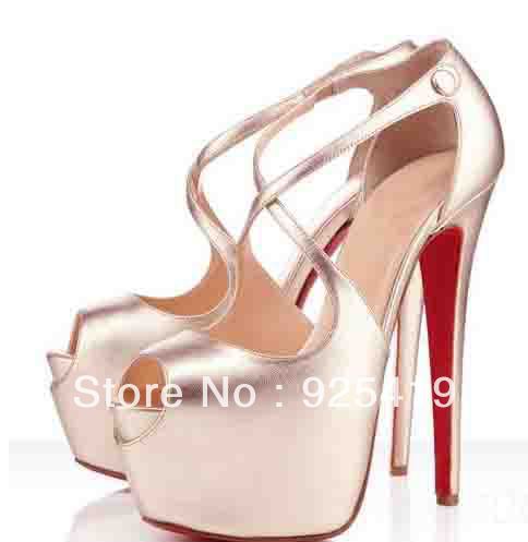 genuine leather fashion strap peep toe slingback high heel shoes(China (Mainland))