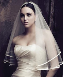 Short section wedding veil bridal satin cloth side of the veil Free shipping wholesales one layer Bridal veils(China (Mainland))