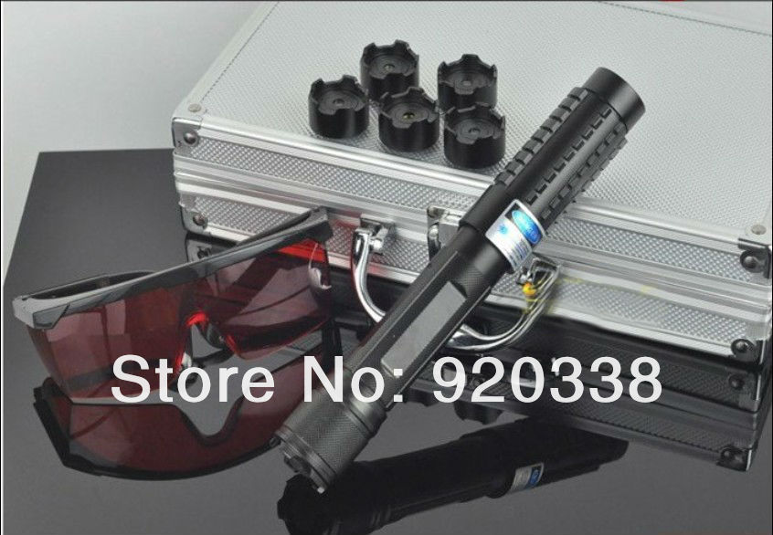 450nm 1000mw MIB666 adjustable focus blue laser pointer 5 DIFFERENT HEADS/cut tape,pop balloons,burn match,light cigarettes(China (Mainland))