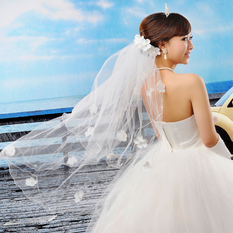2013 new Wedding quality yarn flower veil noble ts52 veil Free shipping(China (Mainland))