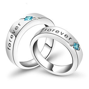 2013 New arrival romantic forever love lovers couple rings 925 sterling silver finger wedding ring jewelry