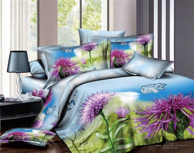 blue white green purple red pink Poppy leaf flower Cotton Queen Size Duvet quilt Doona Cover dedding bed Set sheet sheets 4pcs(China (Mainland))