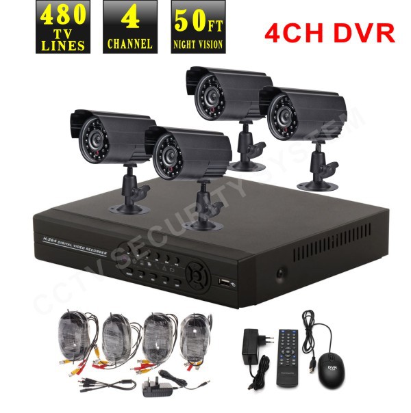 4 ch dvr recorder CCTV 480TVL Dome security camera System Kit(China (Mainland))
