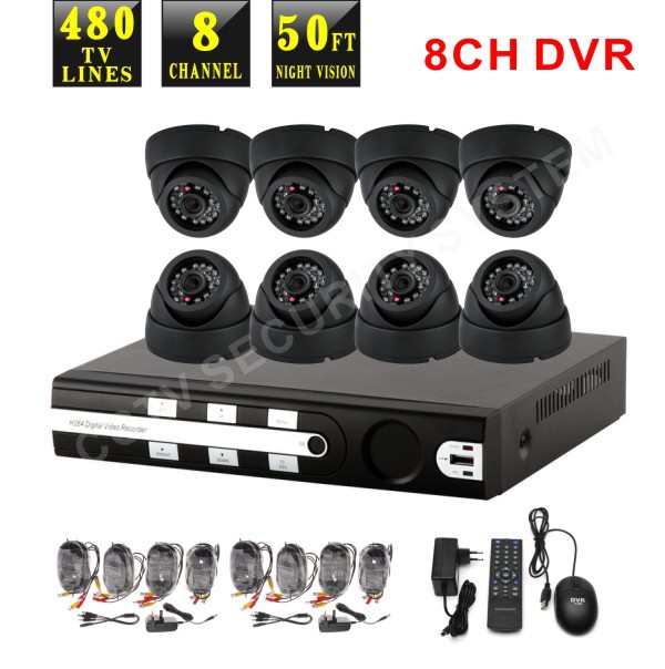 8 ch dvr recorder CCTV 480TVL Dome security camera System Kit(China (Mainland))