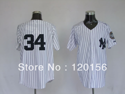 2013 34 Hughes White Pinstripe Baseball Jerseys Embroidered Logo(China (Mainland))