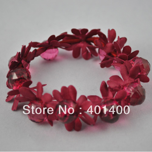 Mini Order $10 Fashion Flower Hair Holder Women Acrylic Beads Ponytail Hair Jewelry 6pcs/lot Free Shipping Many Countries(China (Mainland))