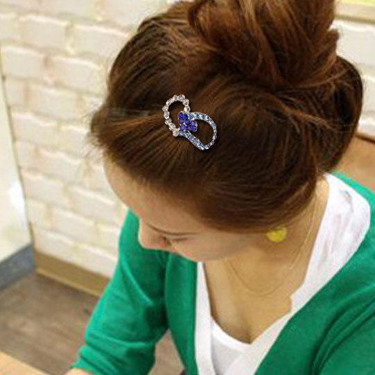 Min.order is 10USD,Free shipping Elegant Hair Accessories Alloy + Rhinestone HAIR PIN [1 of 6 products ](China (Mainland))