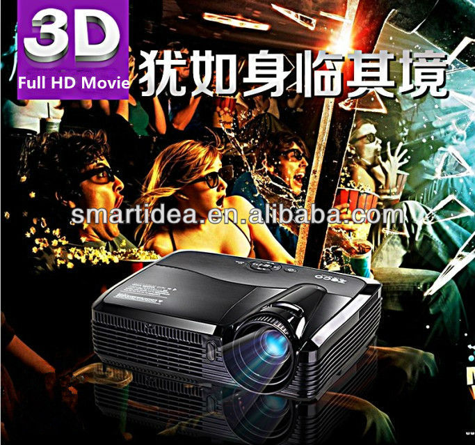Free shipping !! 4000 ANSI lumens 1080P HD real 3D shutter portable dlp projector,3D glasses free gift(China (Mainland))