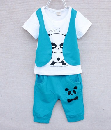 summer Hot-selling kid's clothes set, boy vest layered t-shirt and shorts,clothes 2 set ,4 piece a lot,free shipping, qb-0689(China (Mainland))
