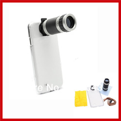 New 8X Zoom Telescope Camera Lens + White Back Cover Case + Lanyard for Samsung Galaxy S IV S4 i9500 Mobile Phone(China (Mainland))