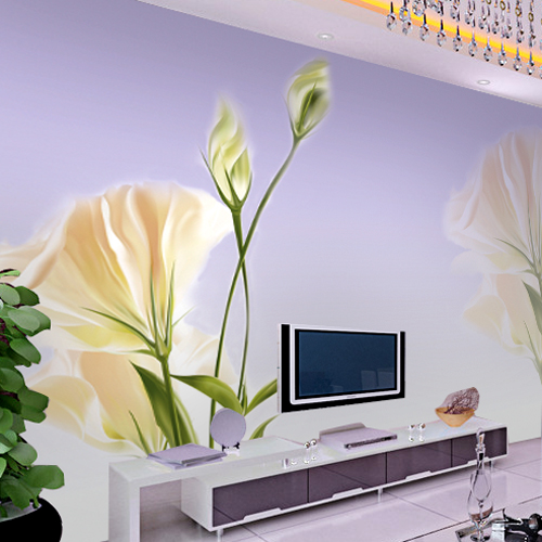 Mural wallpaper tv sofa background wall brief flowers fresh natural(China (Mainland))