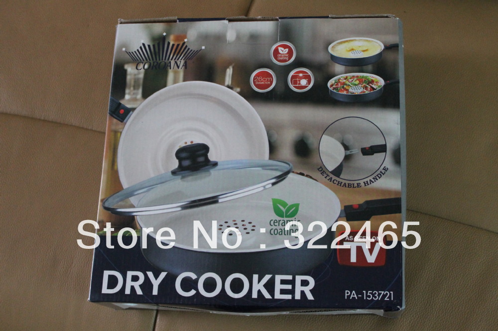 Hot saleing!!free shiping 1 pcs/lot As Seen On TV Ceramic Dry Cooker Frying Pan,factory price(China (Mainland))