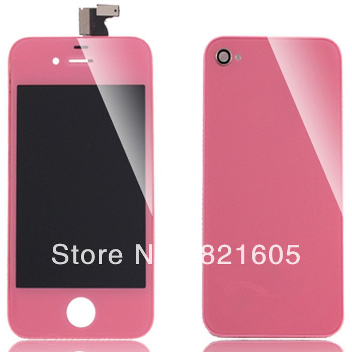 Full Conversion Kits for iphone 4S, LCD Screen+ Back Battery Cover+ Home Button, 1 set Light Pink, Free Shipping with Low Price(China (Mainland))
