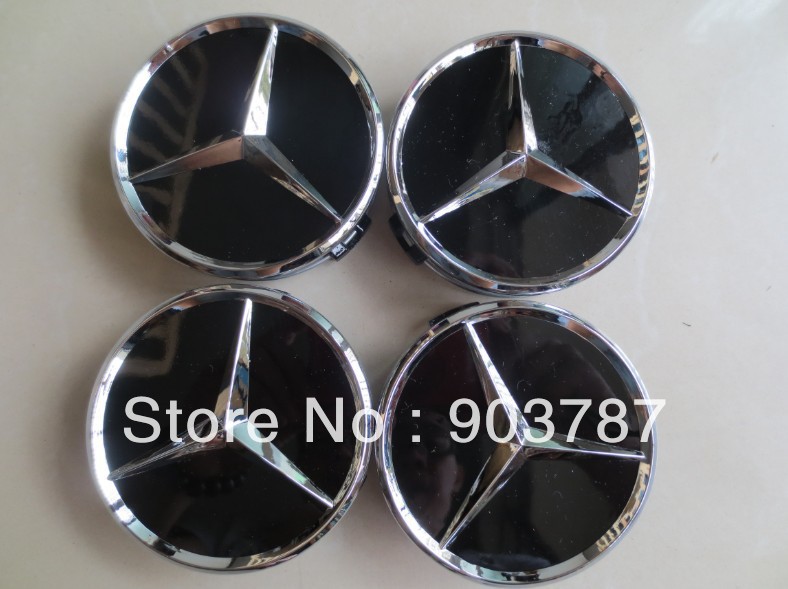 Factory price Shiny Black WHEEL CENTER CAPS/HUBS Cover car badge badges for MERCEDES BENZ 75MM 200pcs/lot(China (Mainland))