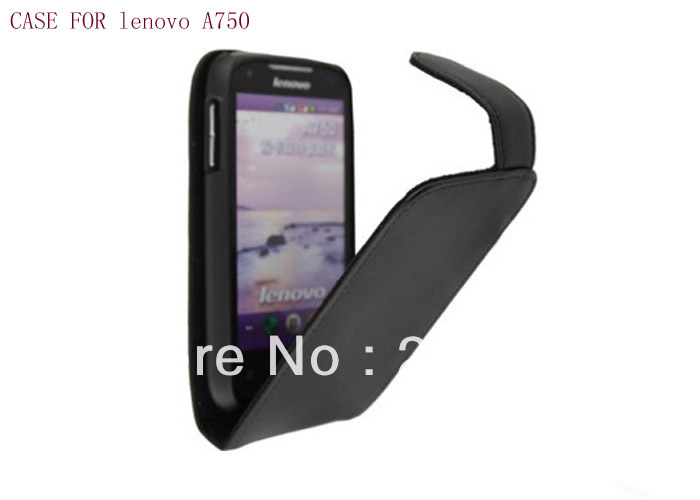 Genuine leather for A750 mobile phone leather case for Lenovo A750 Good quality black Free shipping 5PCS/LOT(China (Mainland))