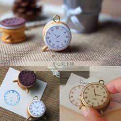 Korea funny Vintage classical standing clock style DIY Multifunction wooden stamp/MINI toy gift stamp/Freeshipping/Wholesale(China (Mainland))