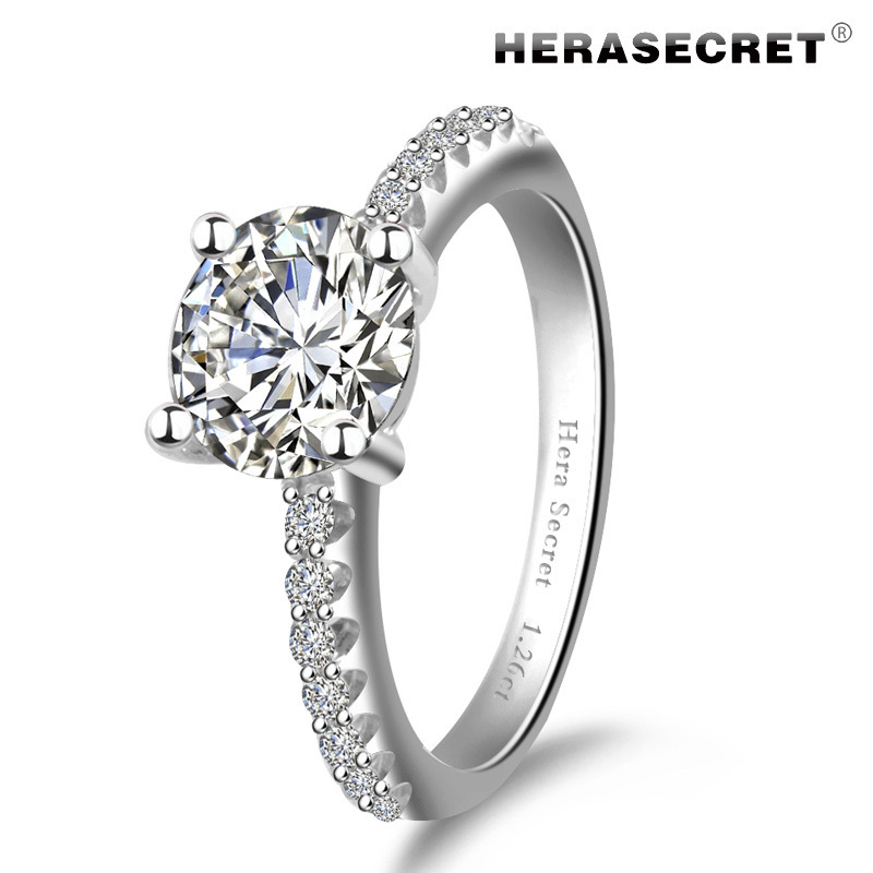 Amazing color of fire platinum ring 1.26 carat diamond ring high simulation SONA diamond ring refers to the female wedding ring(China (Mainland))
