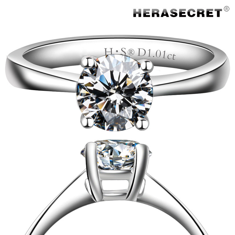 The amazing fire color platinum female marriage proposal wedding ring diamond ring diamond four claw ring high simulation SONA(China (Mainland))