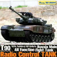 1/20 scale 9channel Russian T90 Battle Tank Electric Rc Tank with BB bullet 3 speed mode rotatable cannon gun
