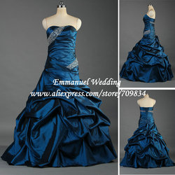 Strapless Sequined Bubble Ruching Blue Ball Gowns Quinceanera Dresses Pictures Real I1094(China (Mainland))