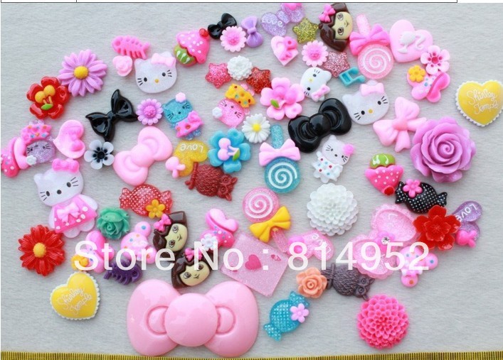 100pcs Sweet Kawaii Flat back Resin Dessert Cabochon Mix size from 12mm 45mm Jewelry Mobile phone