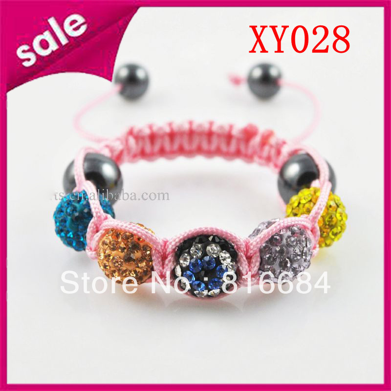 Newest! Wholesale 10Pcs/Lot Handmade Crystal Beads Children Baby Kids Bracelets Shamballa Bracelets Bangles(China (Mainland))