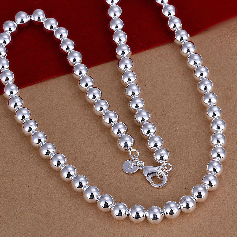 Hollow Prayer beads 925 silver necklace,925 Sterling Silver jewelry,wholesale fashion jewelry,,Free Shipping N111-2(China (Mainland))
