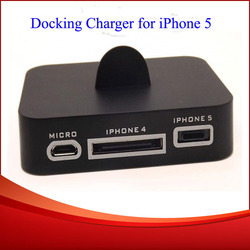 Wholesale Dock Charger three in one For iPhone5/iPhone 5 Free Shipping Black(China (Mainland))