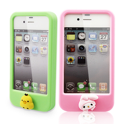 Smarties Cute Cartoon Home Buttons Soft Silicone Case Cover for Iphone 4 4S Free Shipping(China (Mainland))