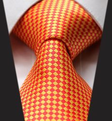 TC1016N8 Yellow Check New 3.4" 100% Silk Jacquard Woven Classic Man's Tie Necktie(China (Mainland))