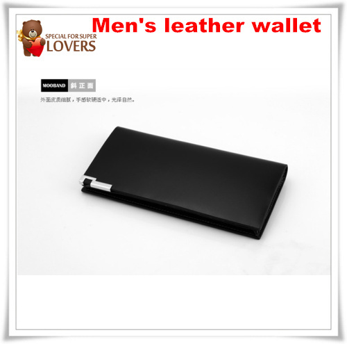 Brand genuine Leather New black Wallet for men + Free Shipping wholesale + Geninue Leather purses+ gift box(China (Mainland))